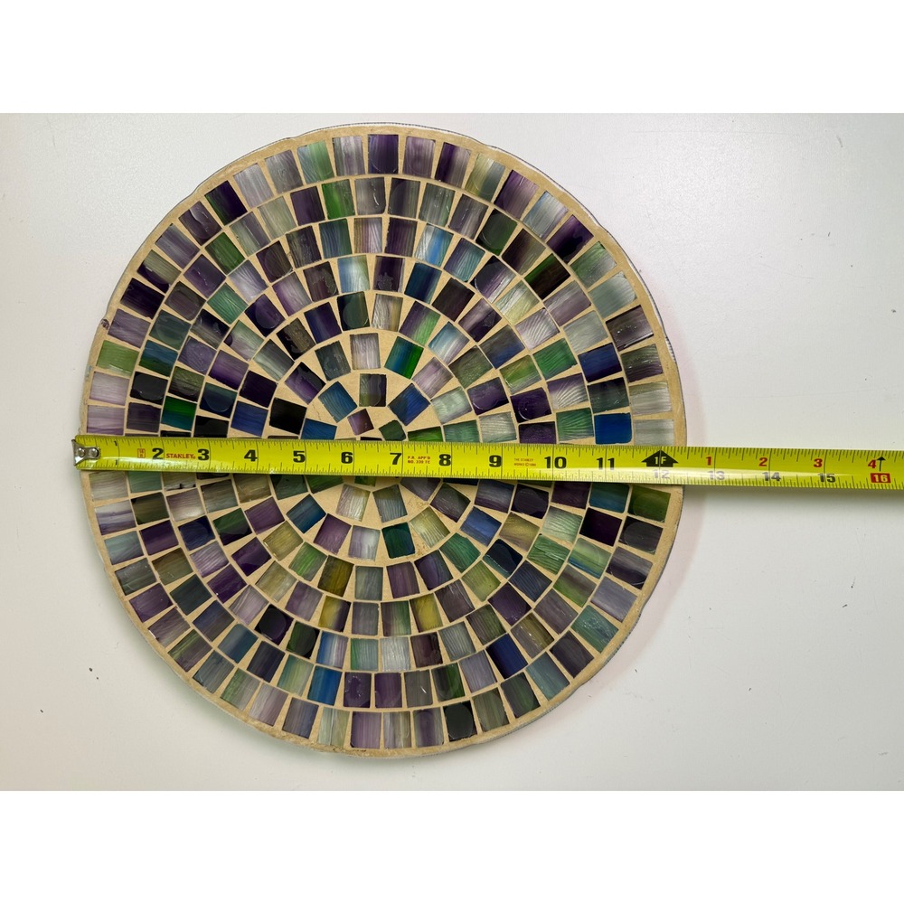 Home Interiors & Gifts Mosaic Glass Decorative Plate Purple Green Blue 12.5in - Picture 2 of 5